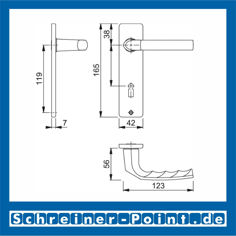 Hoppe Birmingham Aluminium Kurzschildgarnitur F1 Natur 1117/202KP, 3147542, 2566323, 2566340, 3147489, 2566358, 3147964